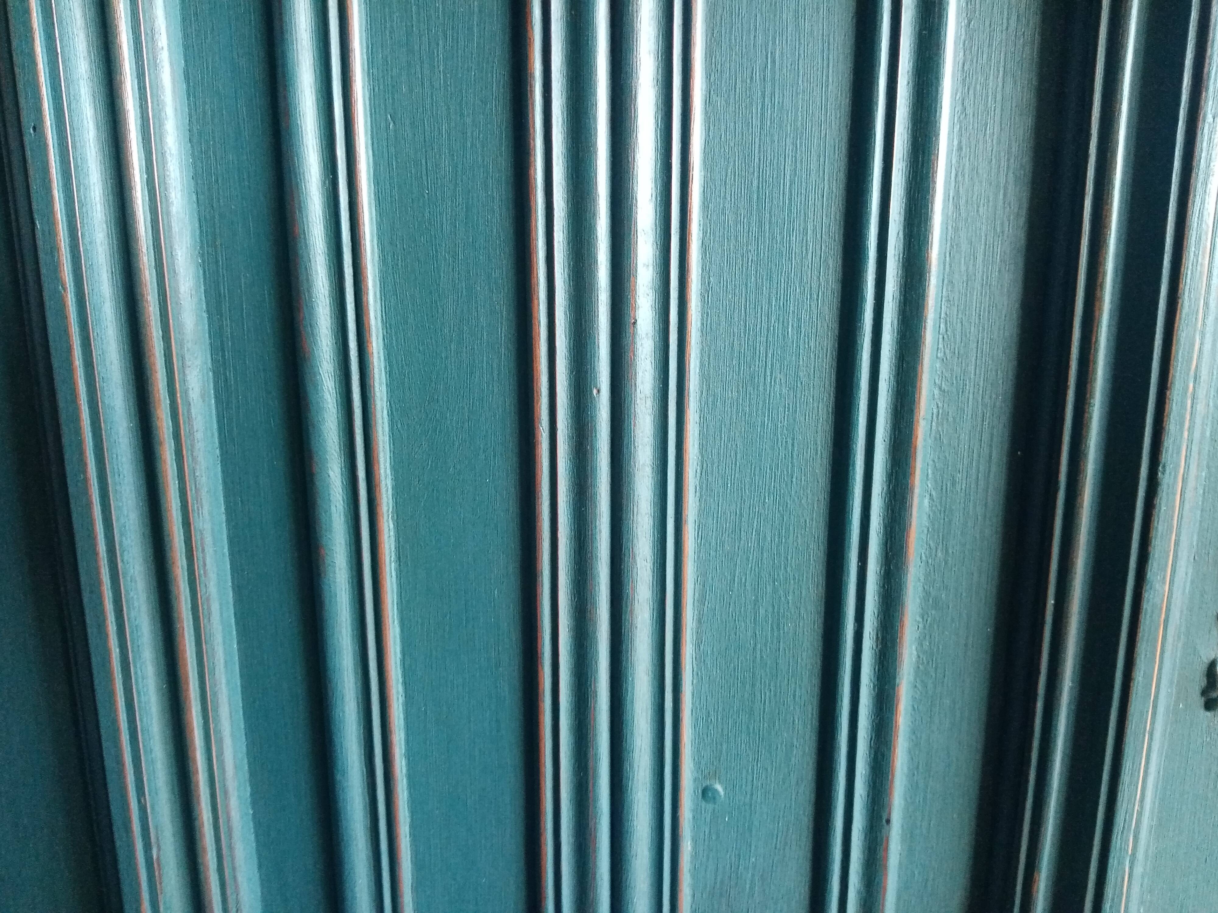 Pair Old Patinated Door Blue Aubusson Wooden Door Deco