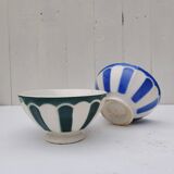 Pair of bowls, Sarreguemines earthenware, geometric design.
