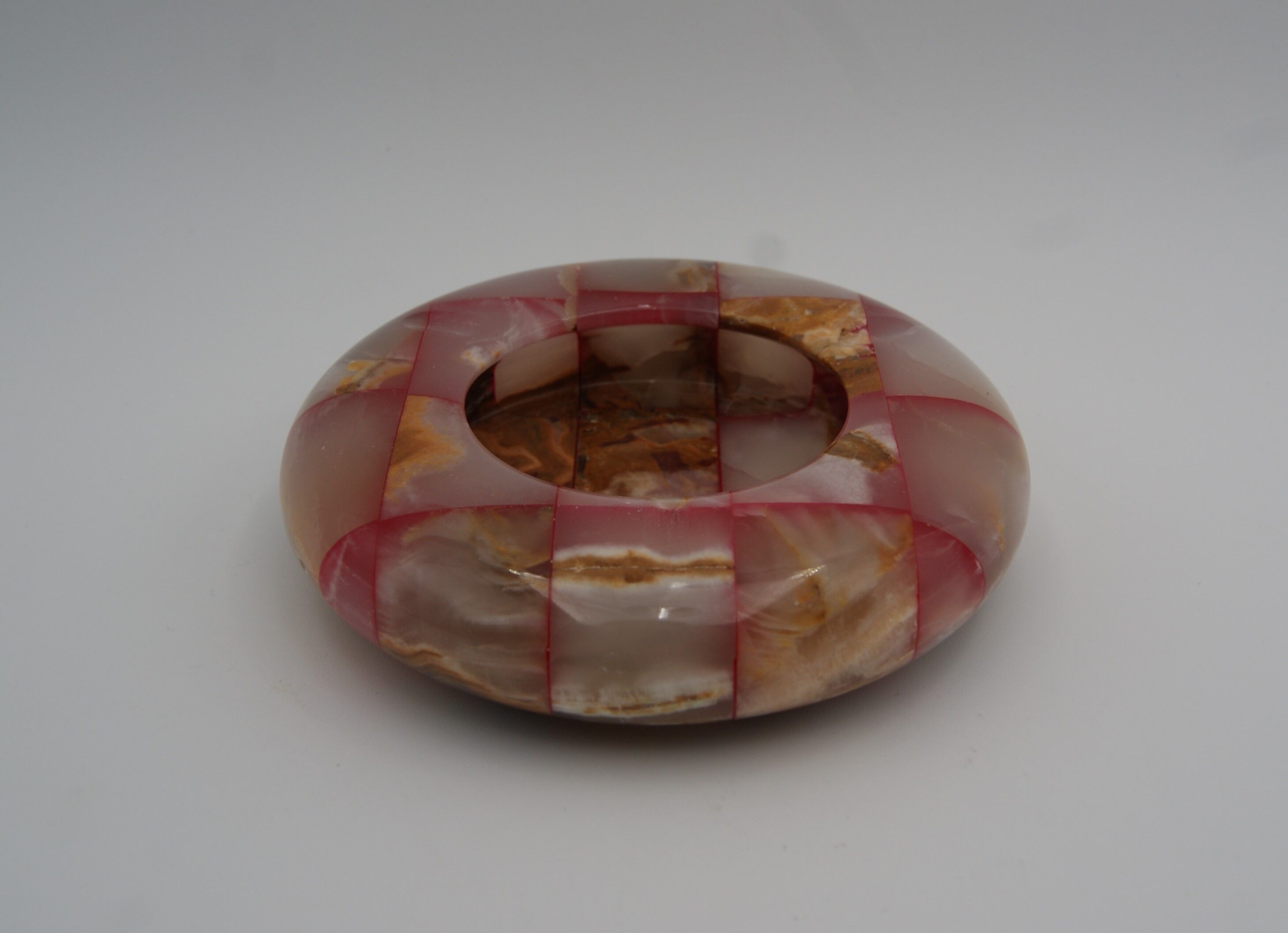 vintage onyx checkerboard round ashtray