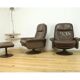 Paire de fauteuils et ottoman DS50 cuir De Sede pied tulipe gainé, rotatifs