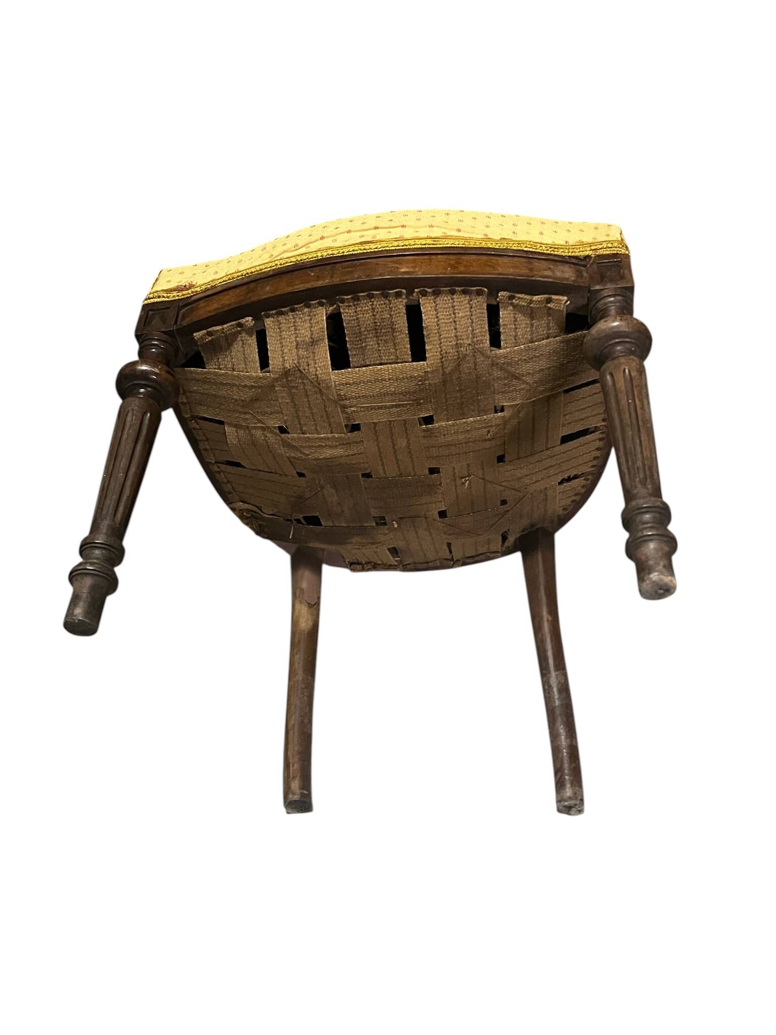 Queen's chair in Louis XVI style, wood and fabric, late 19th century.