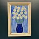 Swedish Oil on Canvas “Blue vase with flowers” by L jonsson Vintage 45x31cm