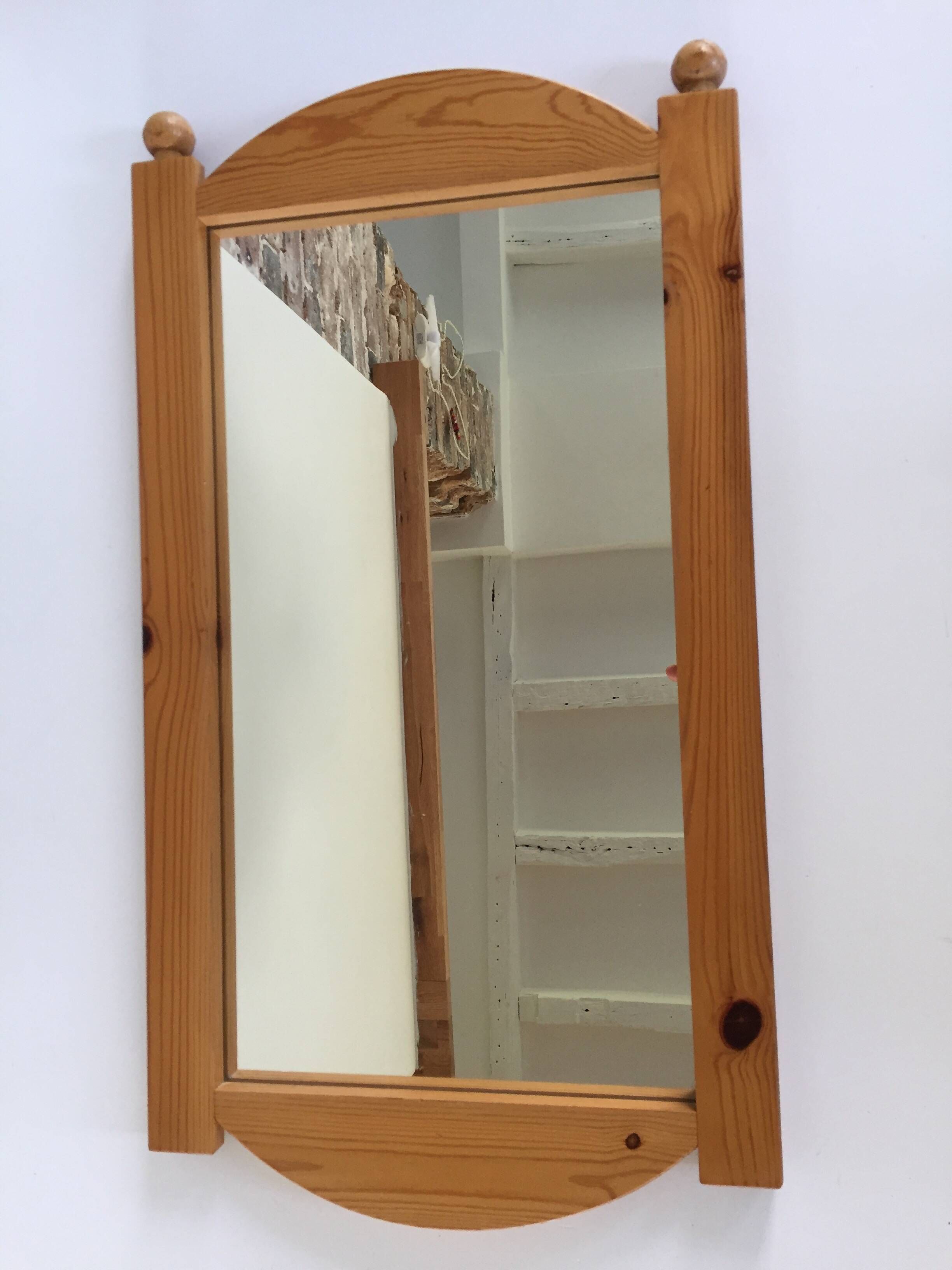 Miroir mural pin massif vintage