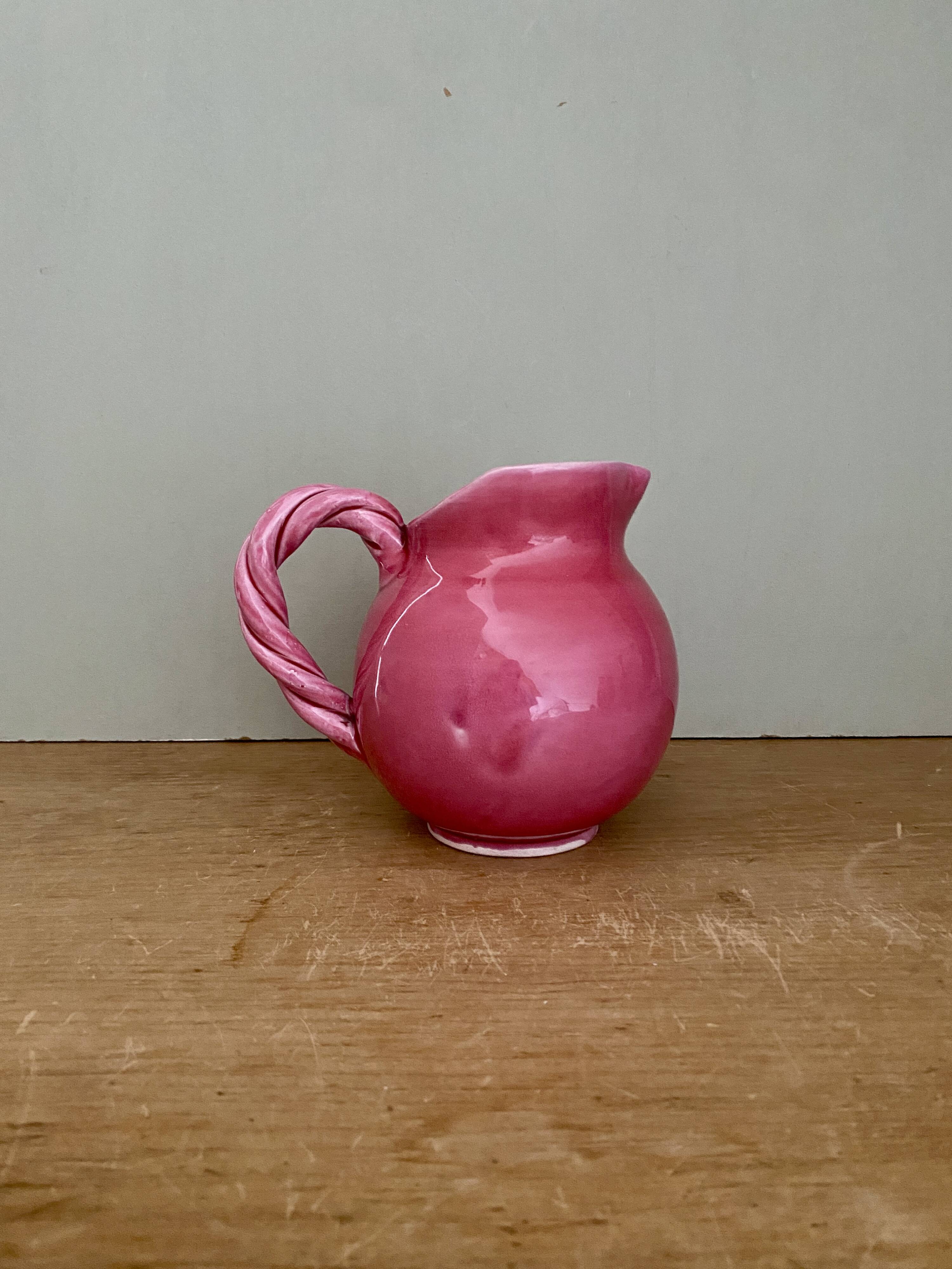 Vintage pink ceramic pitcher Vallauris