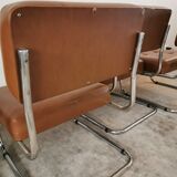 Suite of 4 skai and chrome armchairs 70