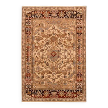 Traditional beige and black oriental rug