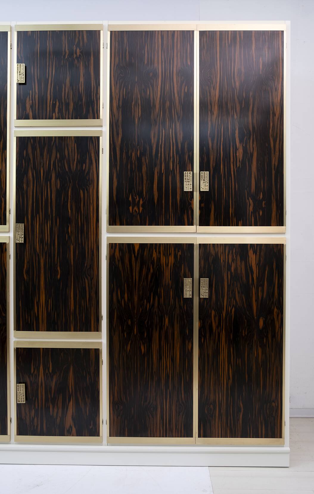 Luciano Frigerio Mid-Century Modern Italian Brass and Walnut Wardrobe, 1970