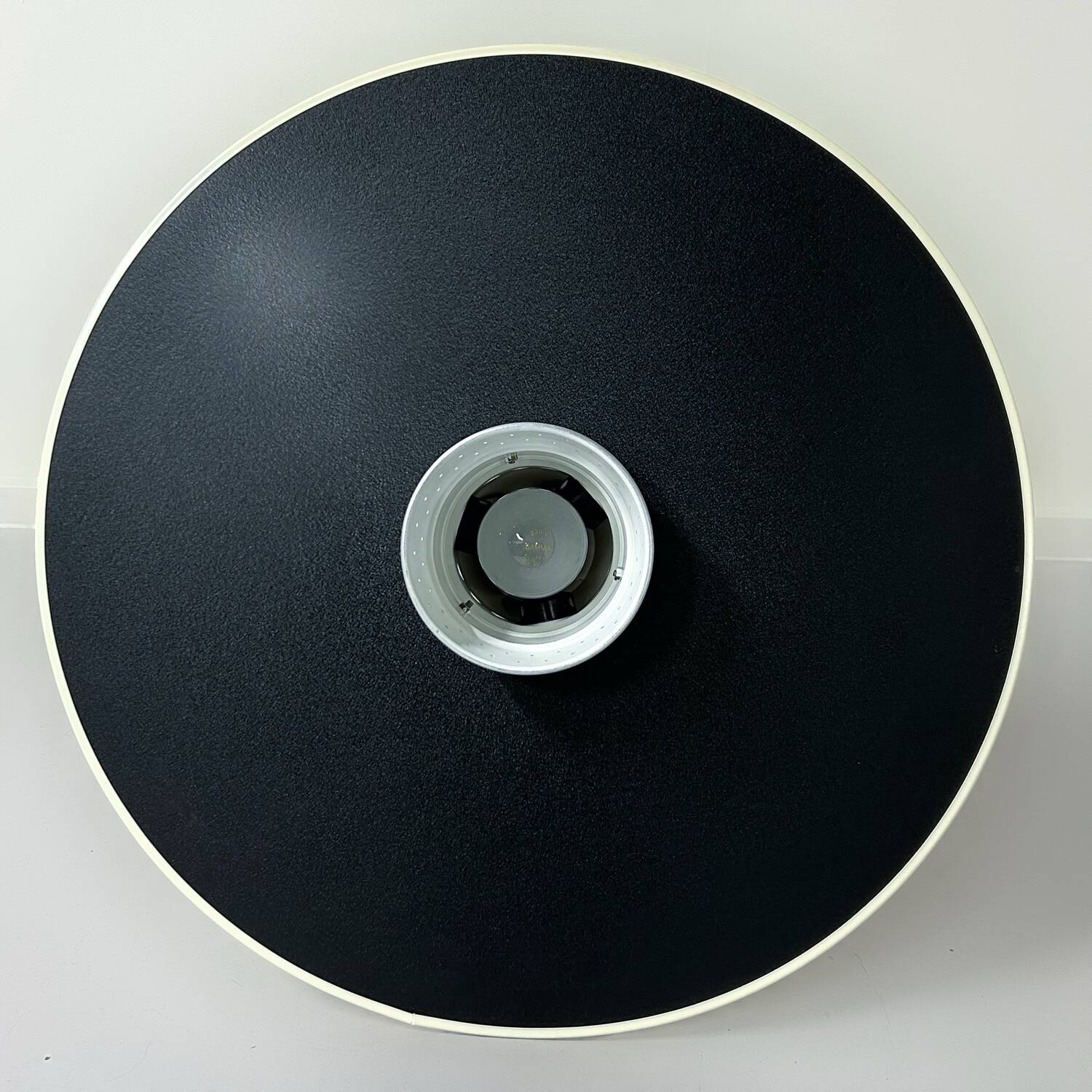 BLACK METAL PENDANT LAMP WITH DIFFUSER BY LOUIS KALFF FOR PHILIPS, 1950S