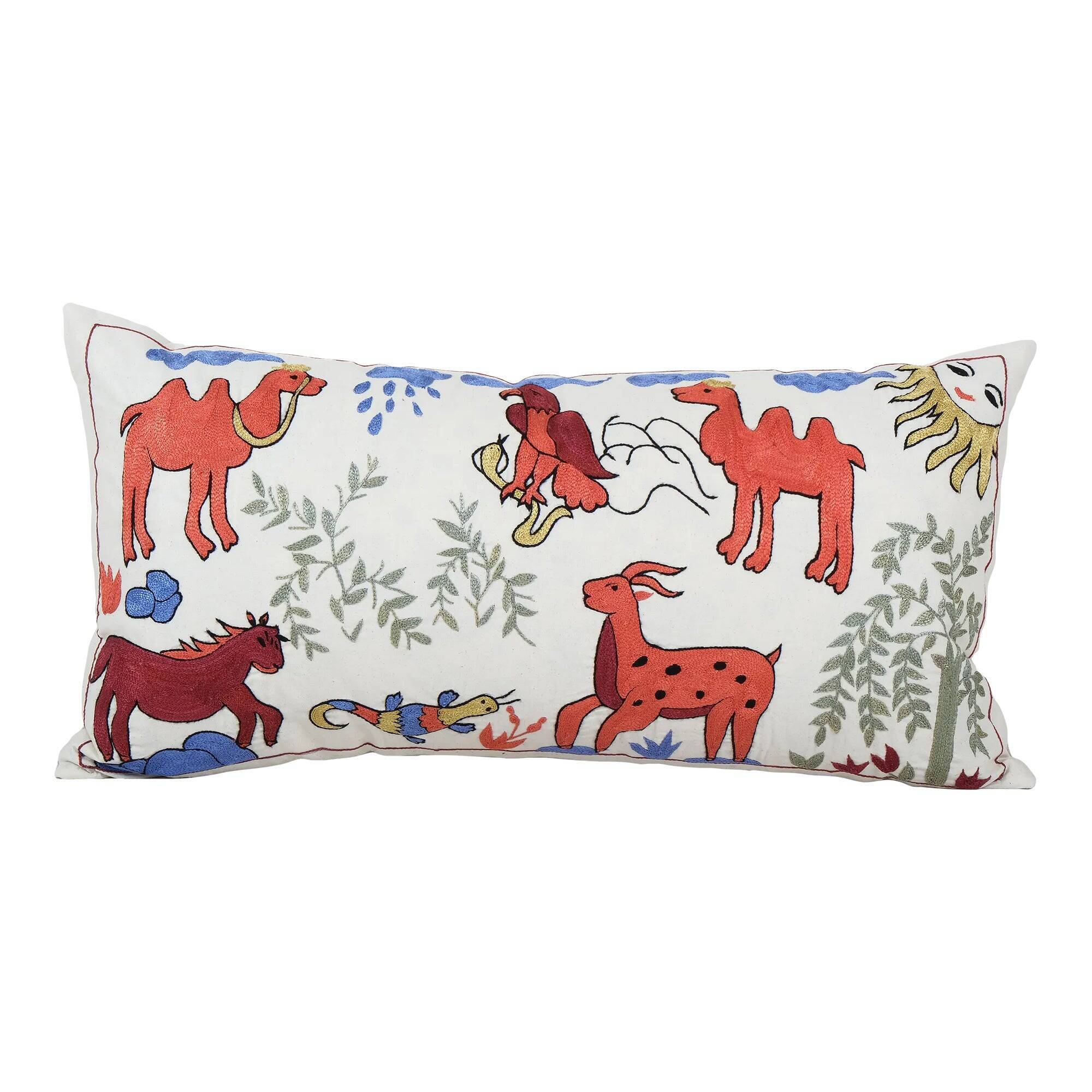 Vintage embroidered cushion cover 46x89 cm
