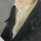 Watercolor on paper portrait man frock coat oval frame dore