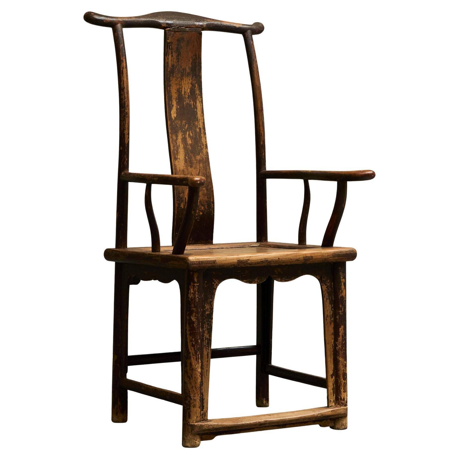 Chinese chair with yoke back in lacquered pear wood, 18th century