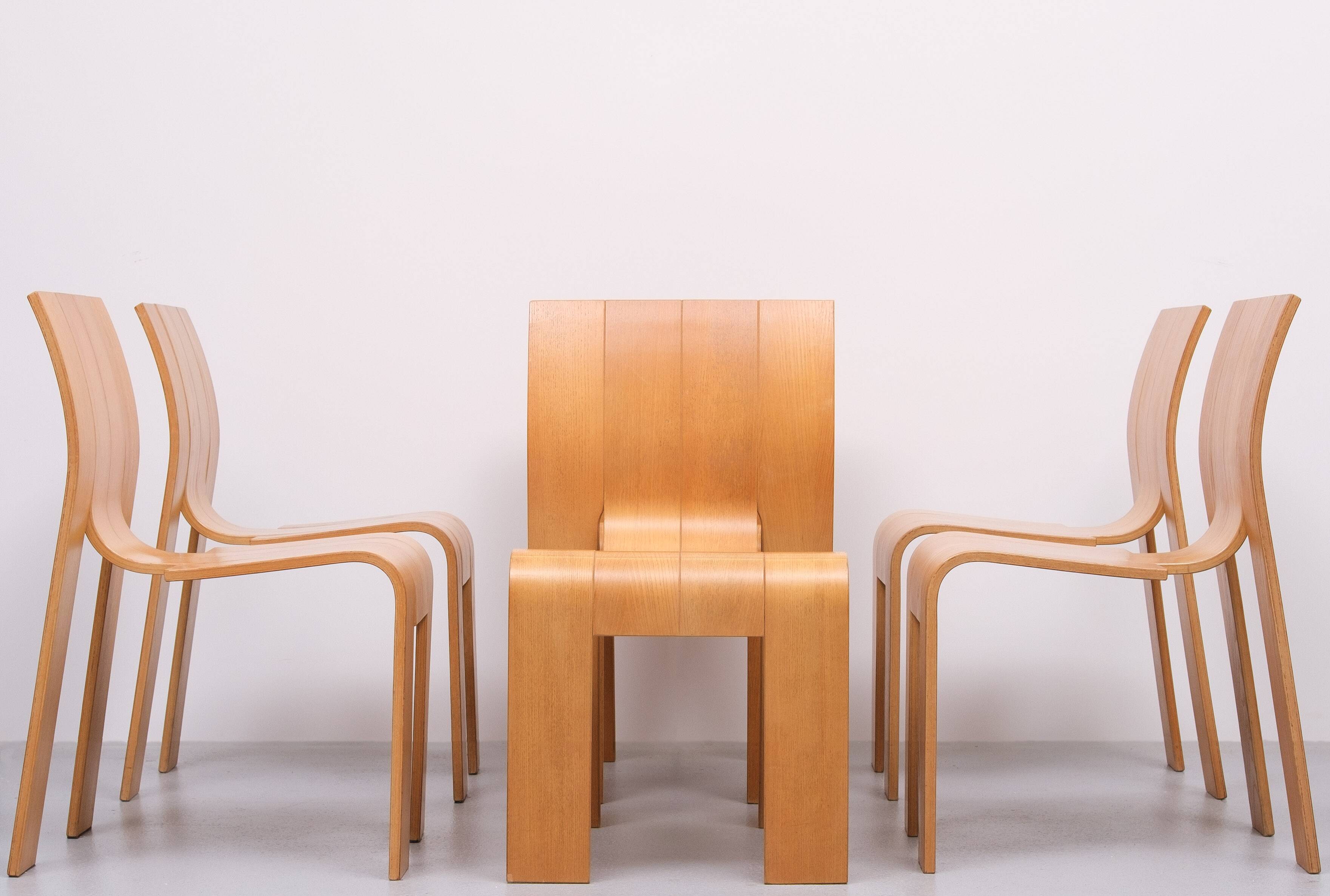 6 Gijs Bakker Strip Chairs for castelyn 1970s