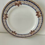Dish on pedestal Creil & Montereau Mauresque blue brown