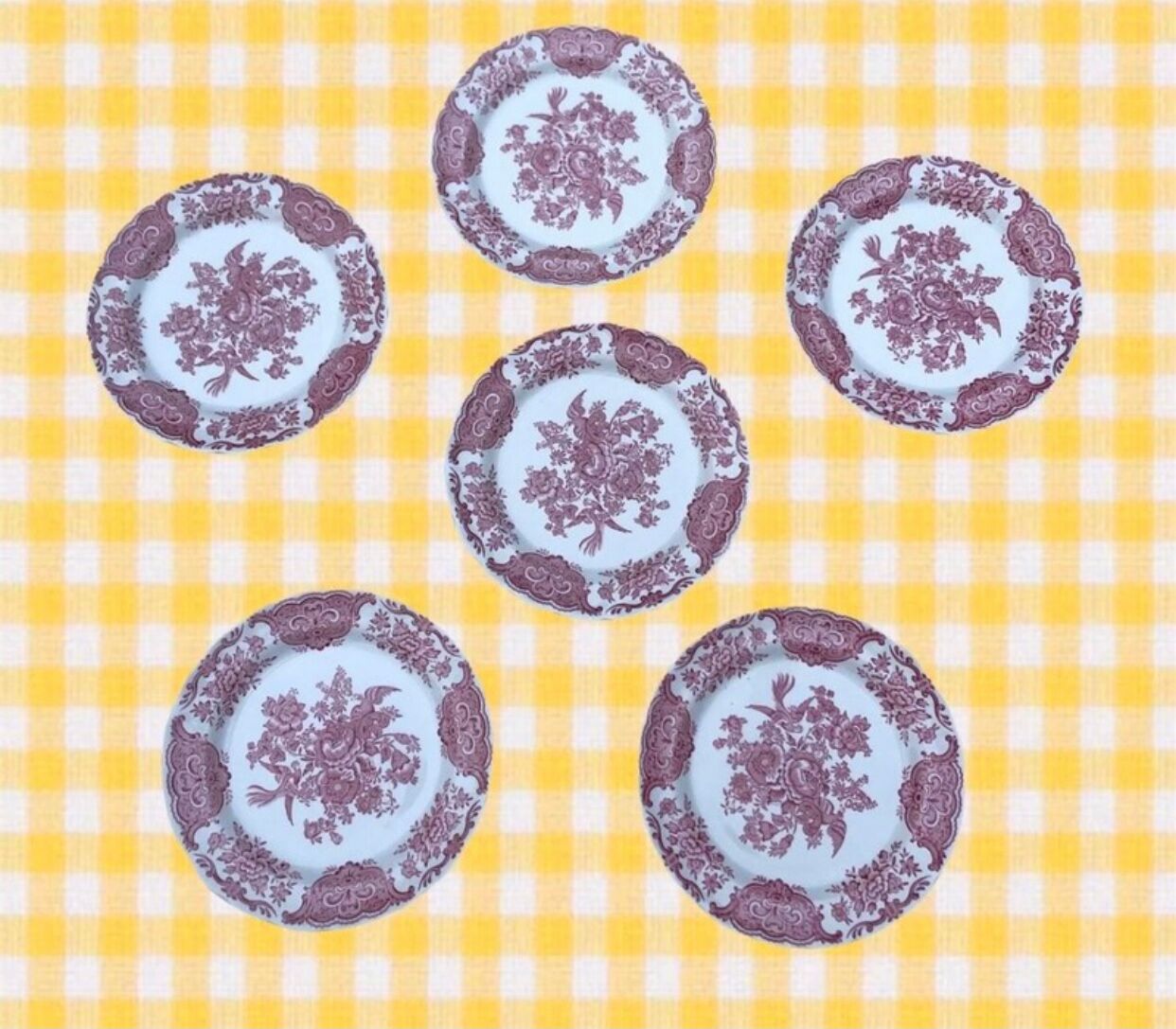 6 English dessert plates