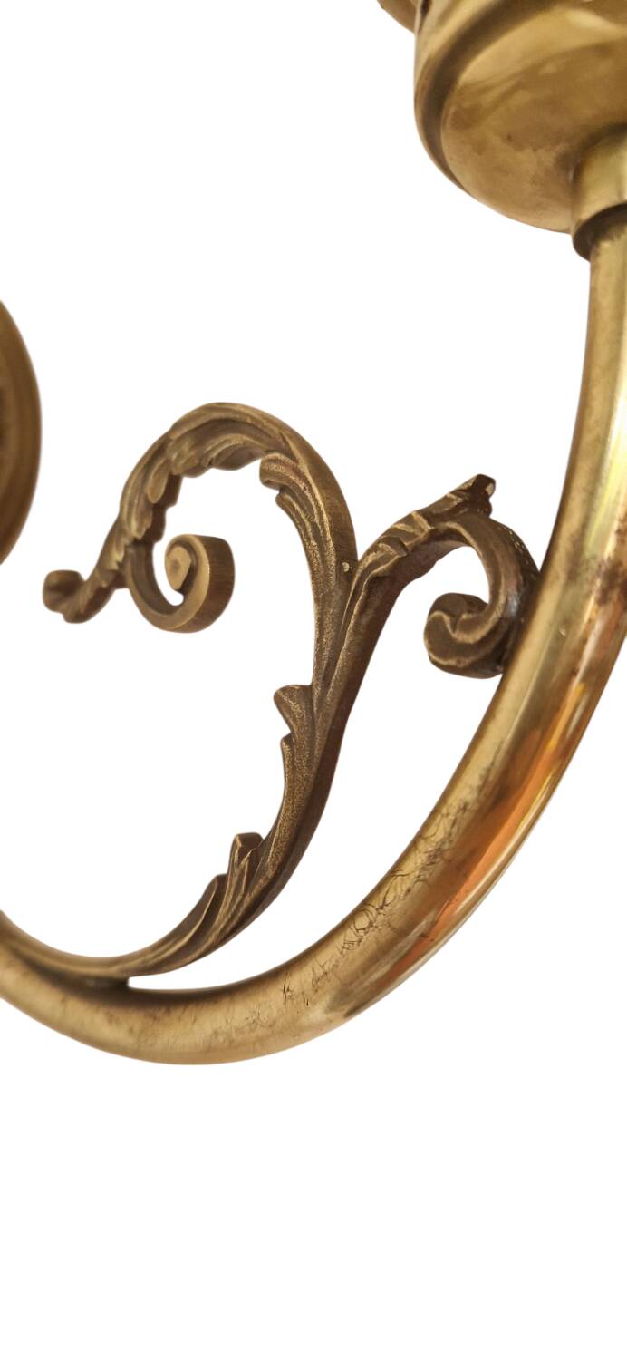 Pair of Napoleon III style brass and opaline wall lights