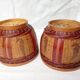 Duo of vintage braided wicker pot cover