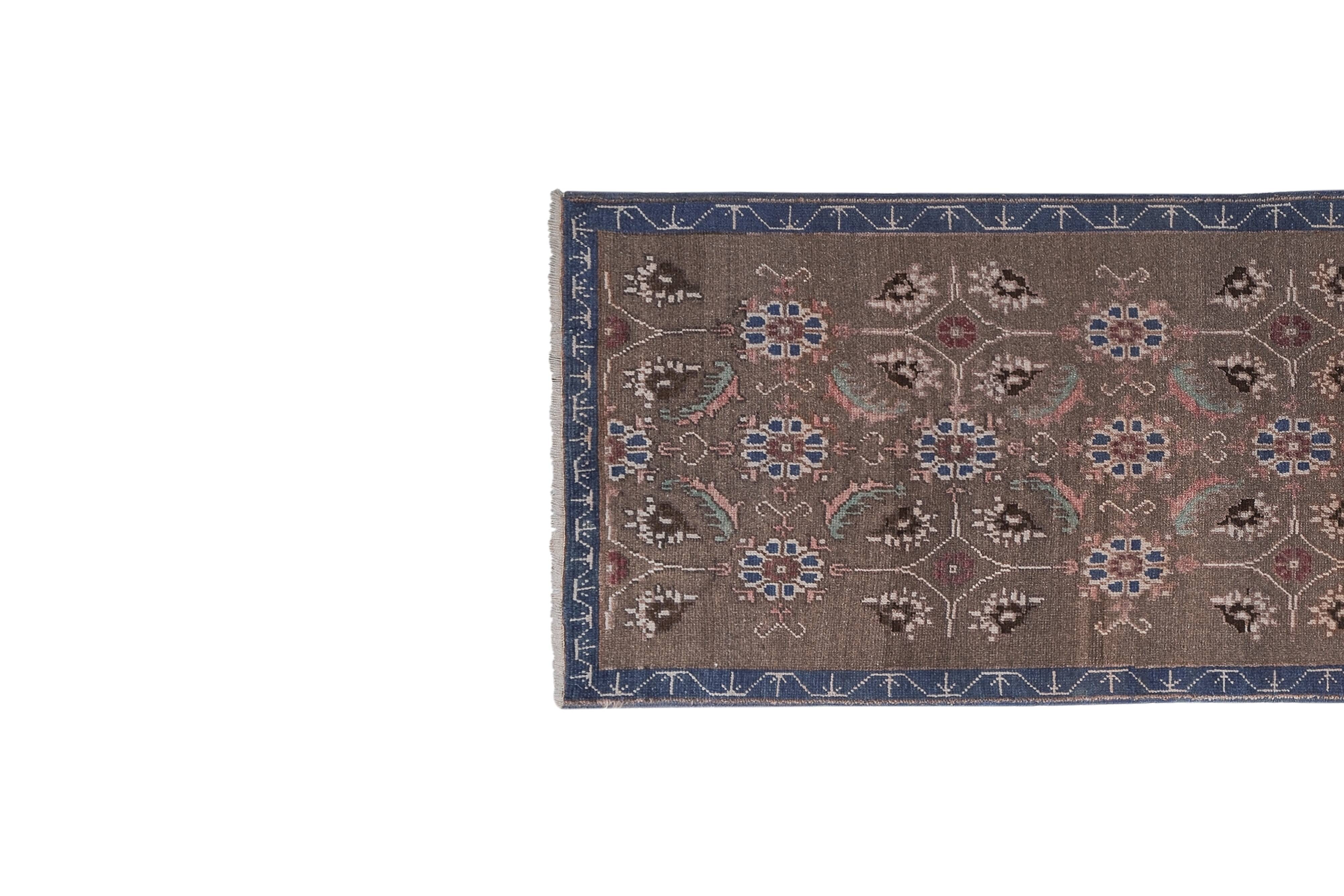 Vintage Turkish Oushak Rug Handwoven 79x230 cm