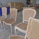 Set of 6 reclaimed solid wood cane chairs