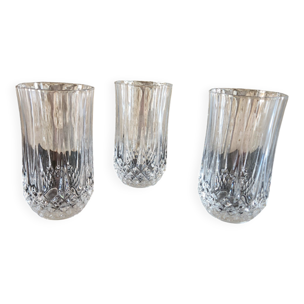 Lot de 3 verres taillés - Style Longchamp, Cristallerie d'Ar