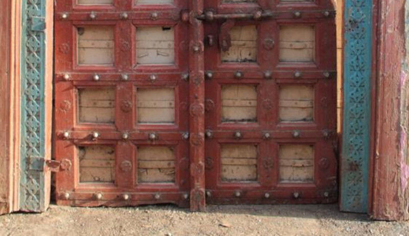 Old Indian door in old teak, piece and patina of origin