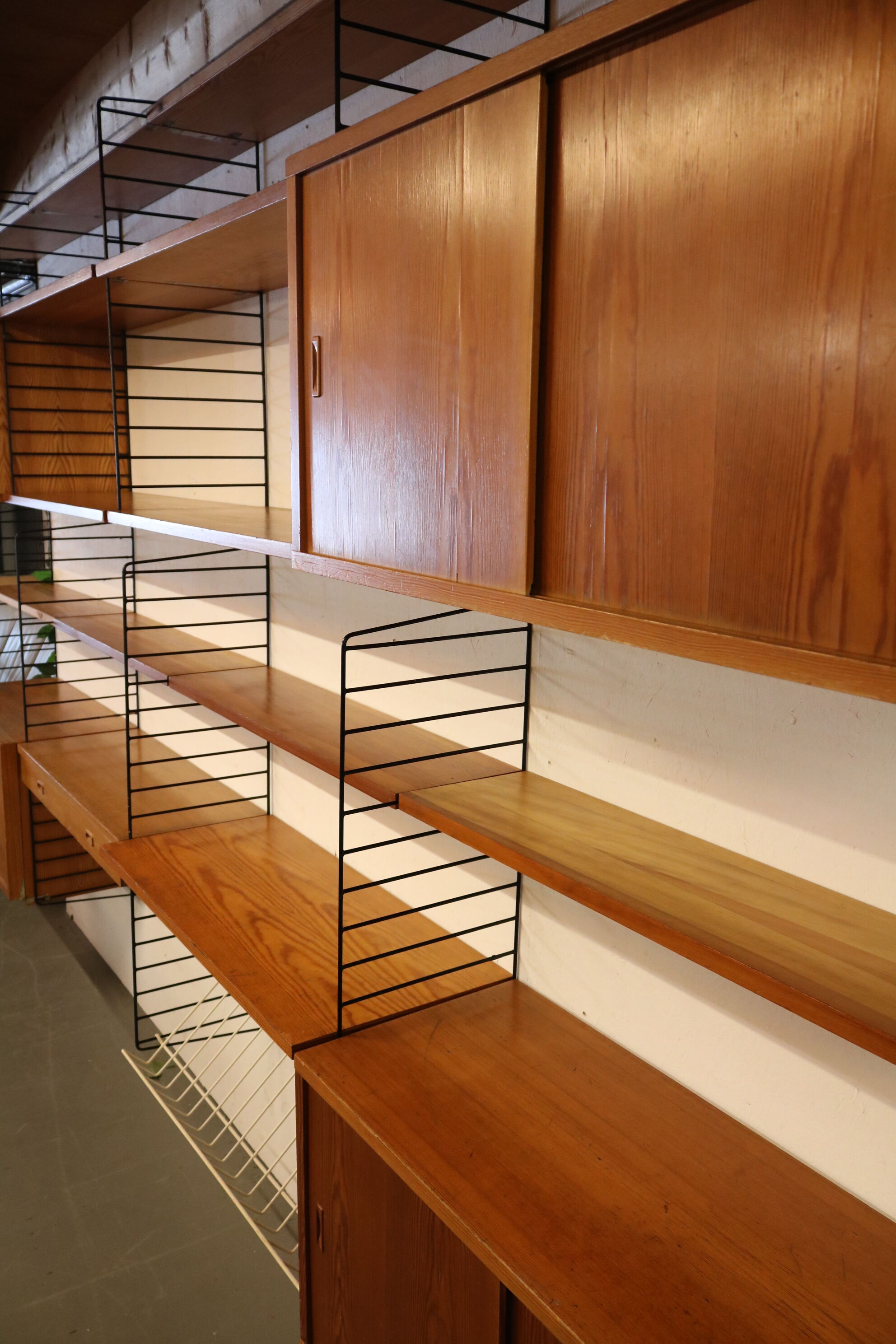 Birch system cabinet, designed by Nisse Strinning, manufactured by String in Denmark, 1950s