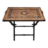 Table pliante marqueterie florale