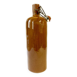 Bouteille / bouillotte en grès émaillé marron