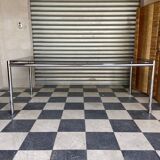 Chrome table and smoked glass
