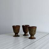 Set of 3 small enamelled ceramic mugs