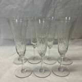 Set of 7 old champagne flutes
