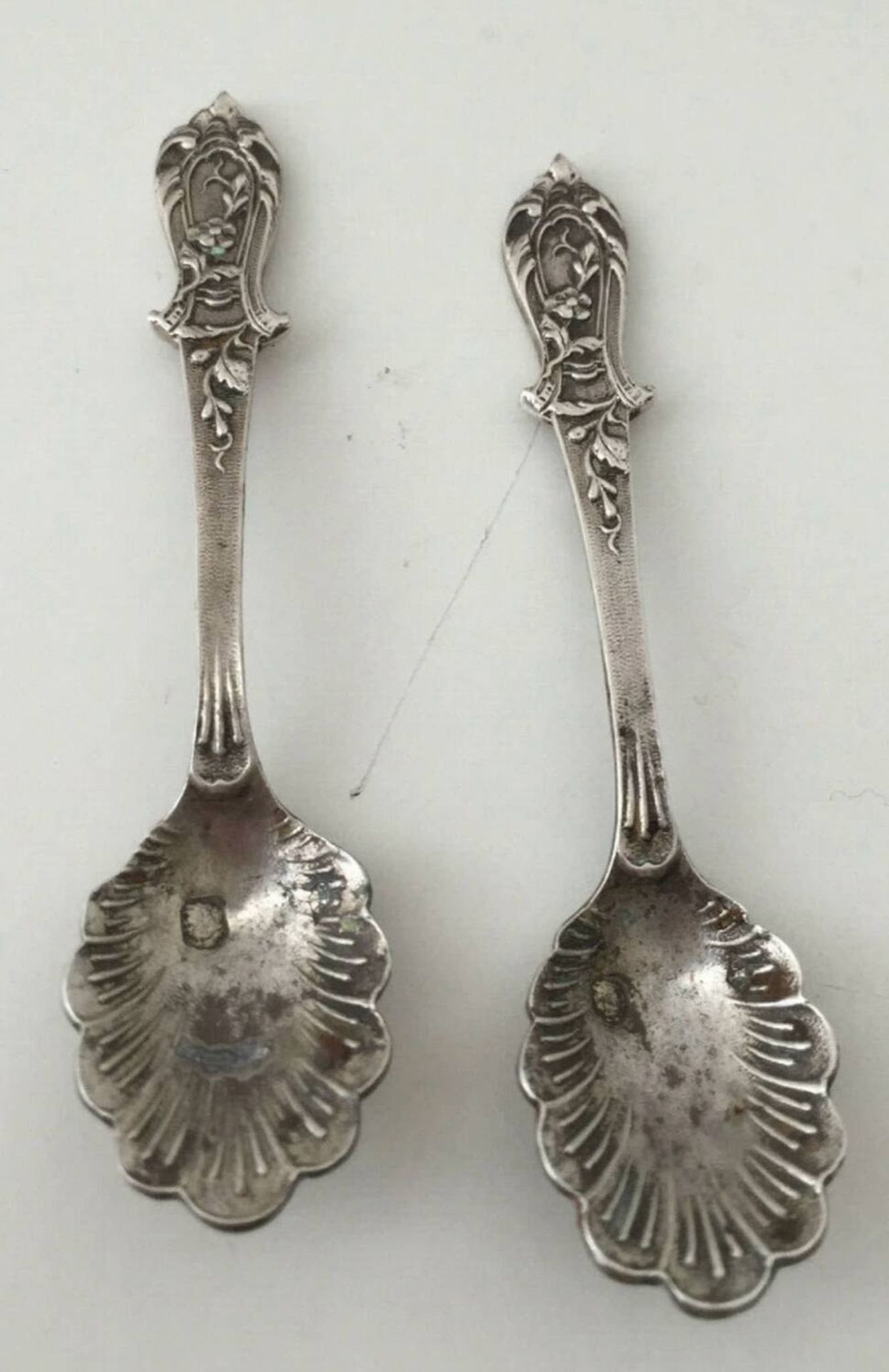 Beautiful pair of Louis XV style silver salt cellars