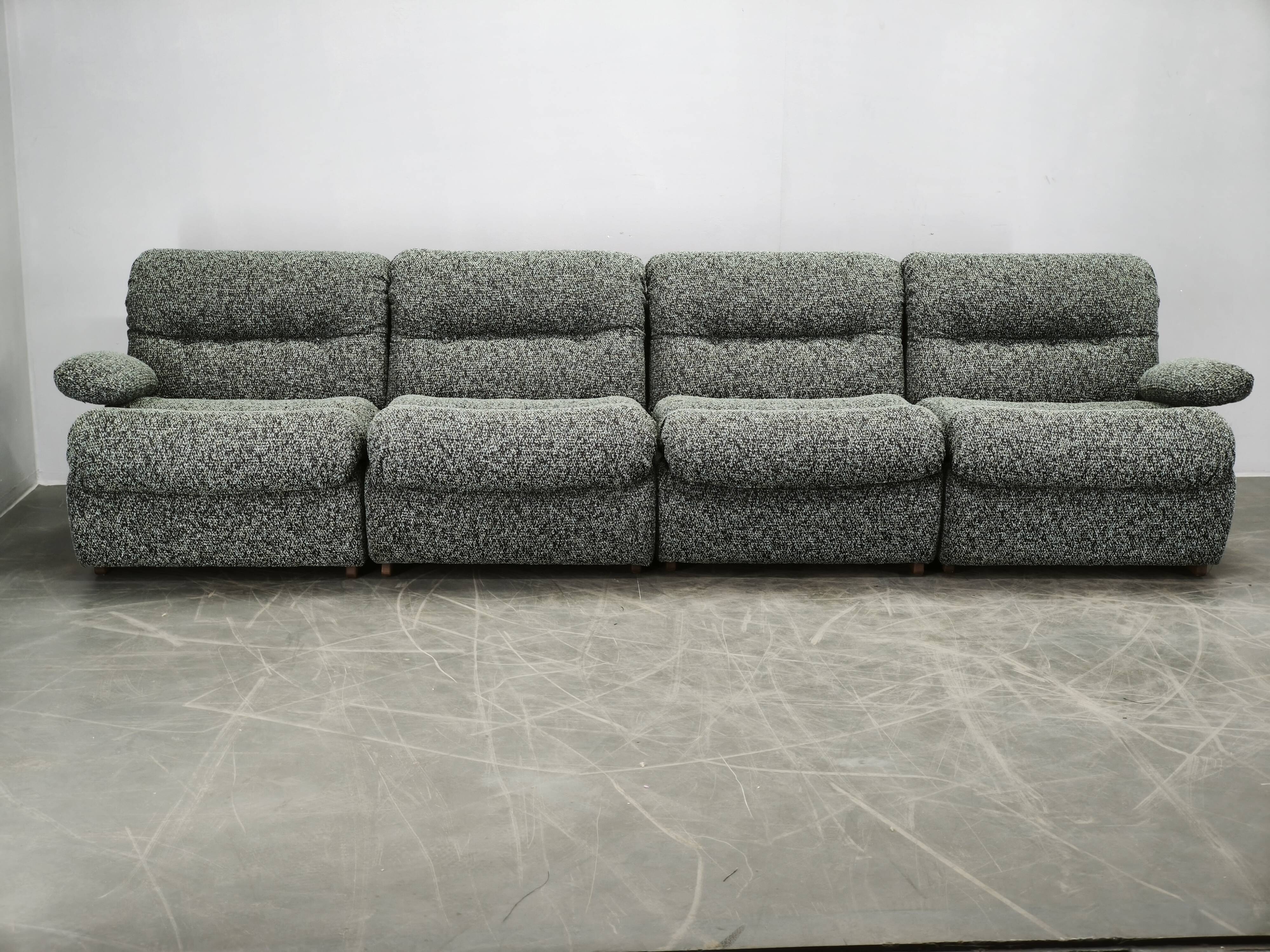 1970s Czechoslovak Space Age Four-Piece Sculptural Modular Sofa