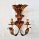 Magnificent Italian Wall Lamp 2 Lights Year 1960 Hoas de Palma Gilt Bronze