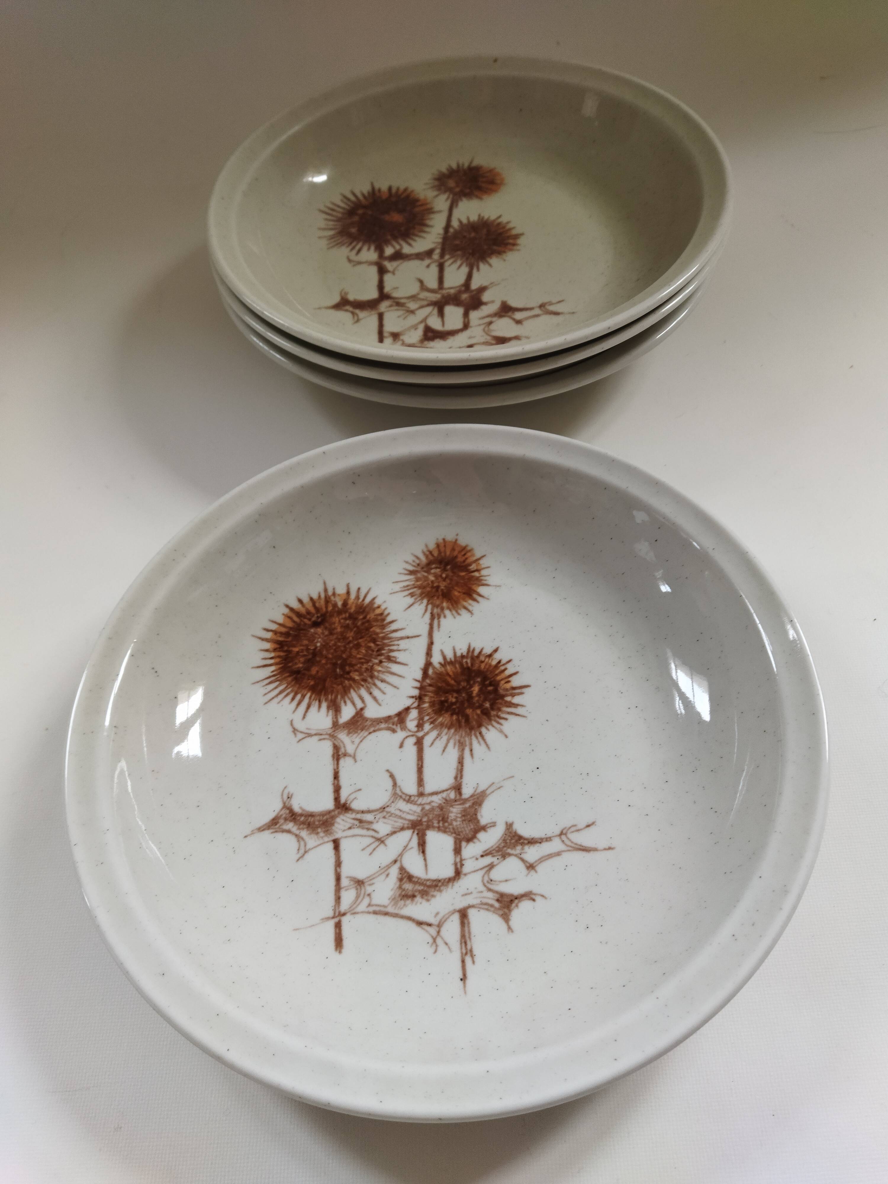 4 assiettes creuses Sarreguemines "Chardons"