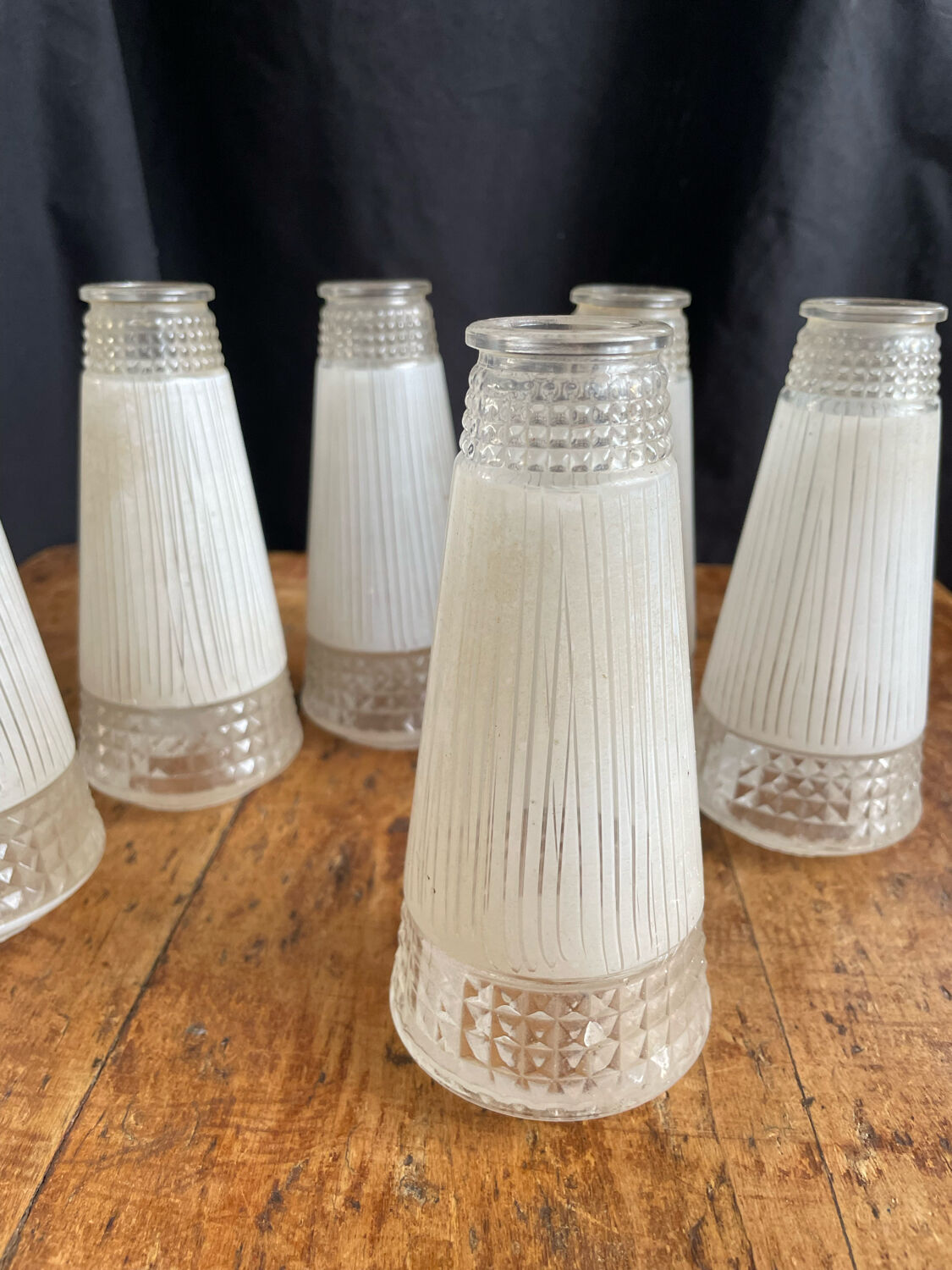 6 wall lamps cones art deco glass