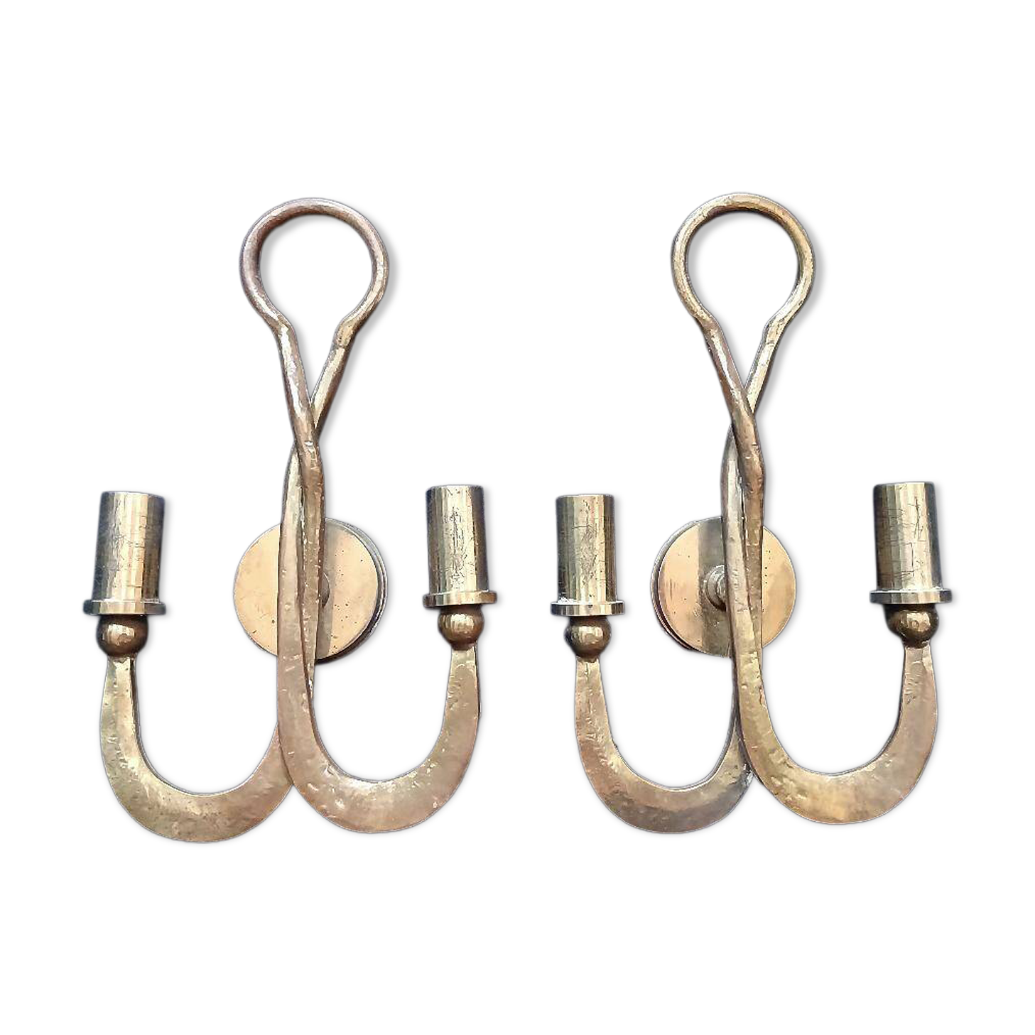 Attributed to Ciani Florence - Brutalist wall sconces - Hammered bronze