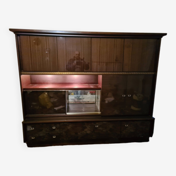 Grand buffet en bois laque annee 80