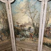 Four-panel screen from the Louis XVI period with rustic decorations.