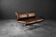 Mid-century modern German vintage canapé lounge, 2-seater, brown steel frame.