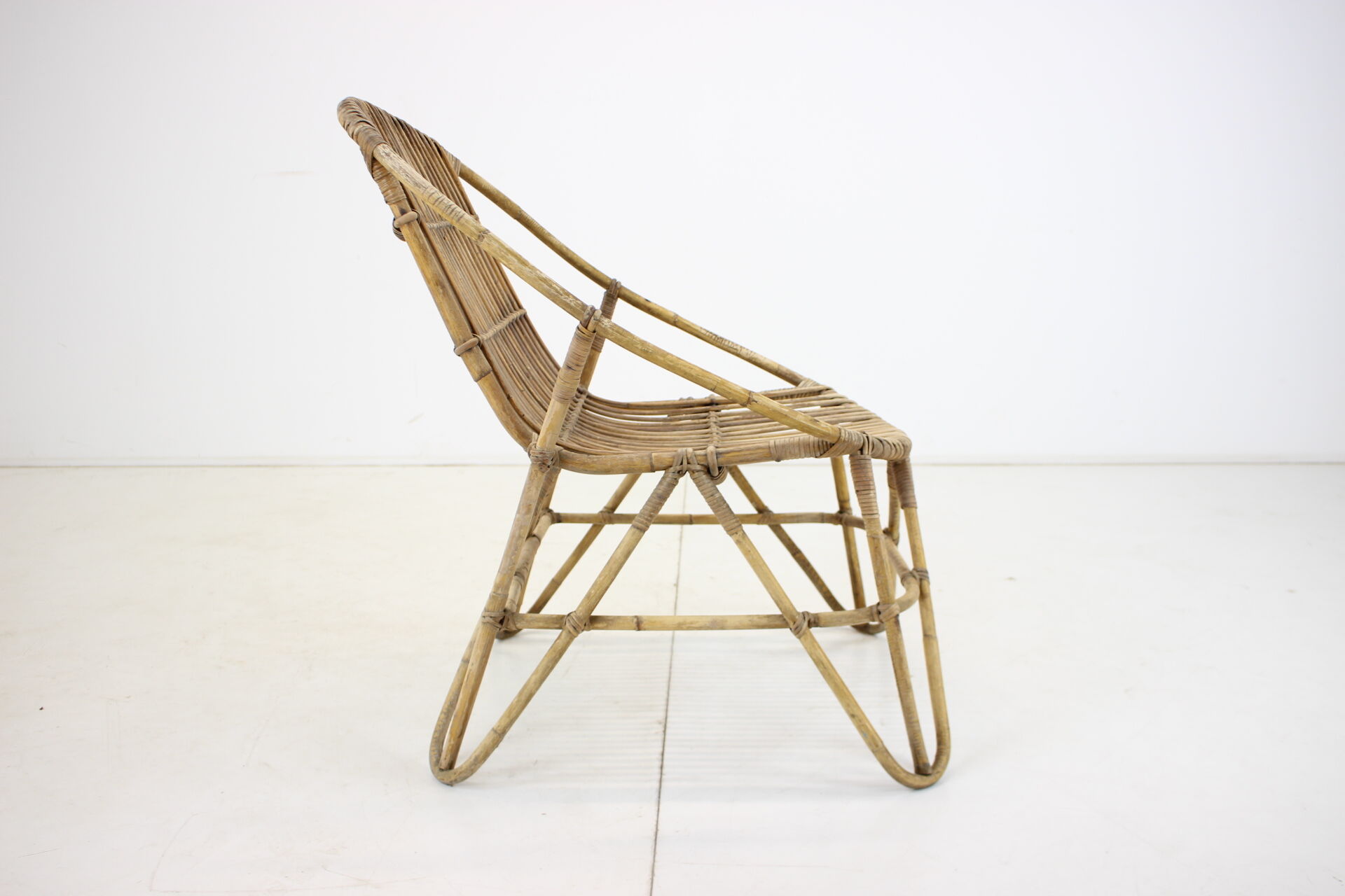1960s Alan Fuchs Rattan Lounge Chair by Uluv, Czechoslovakia