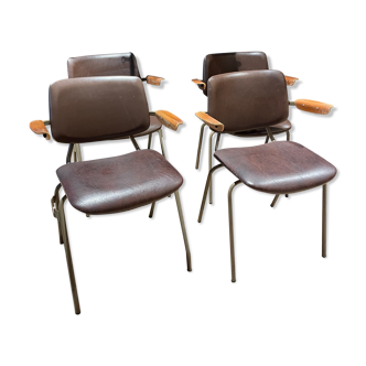 Set of armchairs Kho Liang Ié, brown vinyl, 60s, Netherlands