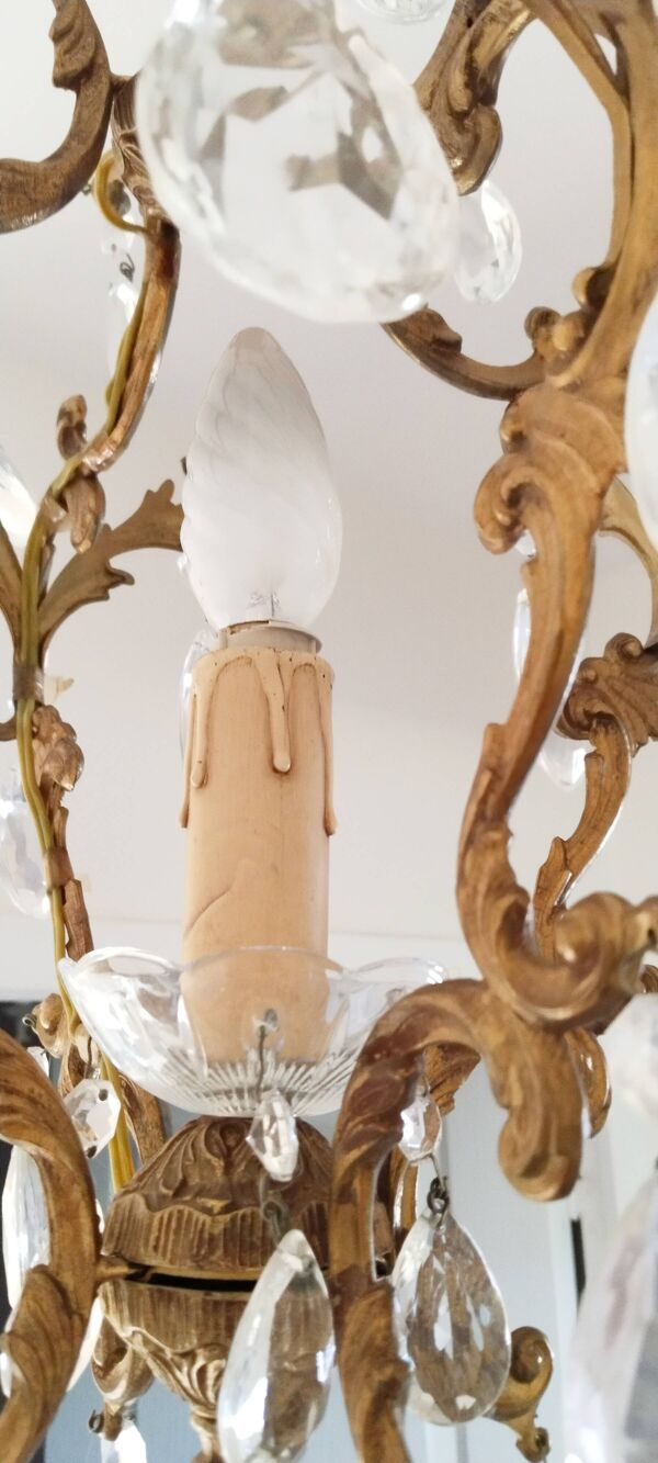 Suspension cage ancienne à pampilles et laiton