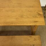Solid oak farm table and benches