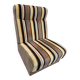Vintage 1970s lounge chair – striped orange, brown, and cream velvet