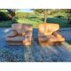 Paire de fauteuils vintage en skaï marron clair