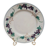 Old Gien plate with purple floral decoration, ironstone, country style.