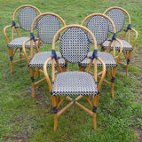 Lot of 5 bistro chairs type "Parisian" white and blue