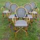 Lot de 5 fauteuils bistrot de terrasse type "parisienne" blanc et bleu