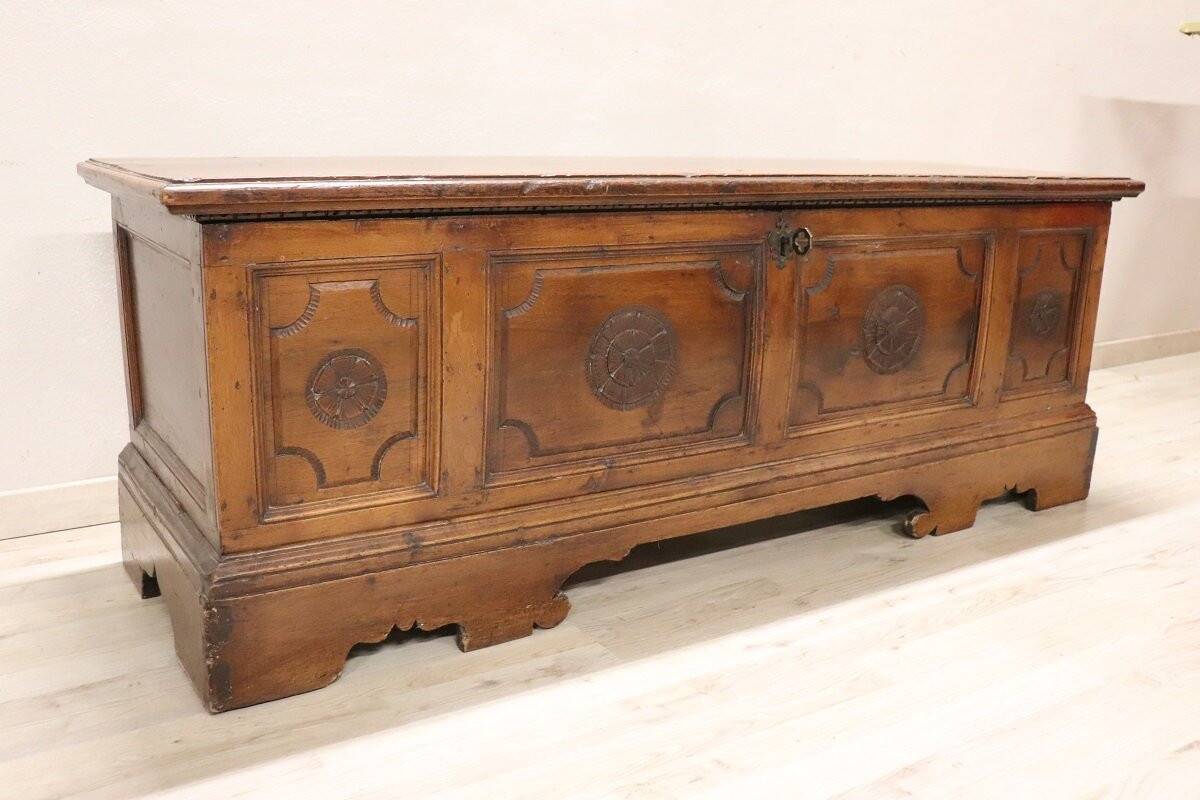 Antique Chest In Solid Walnut, Italy 18th Century