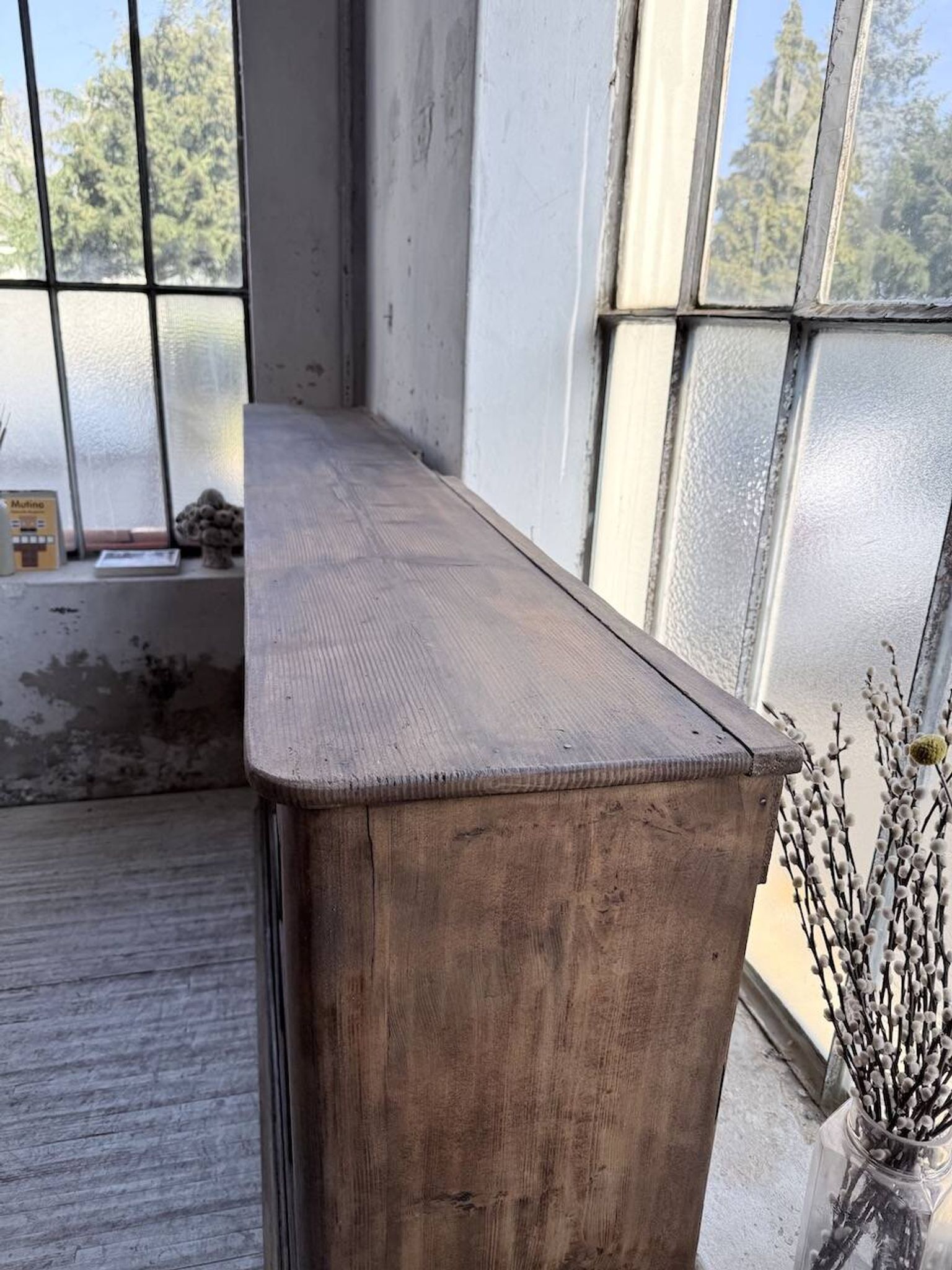 XXL industrial sideboard with glass doors